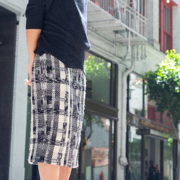 EUC Lafayette 148 Wool Plaid Pencil Skirt Size 8 - Picture 4 of 6